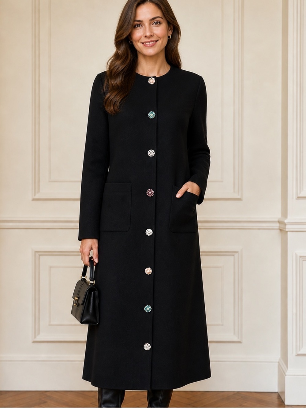 Aleeza Paris Black Longline Cardigan